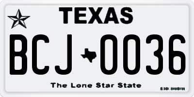 TX license plate BCJ0036