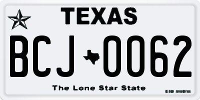 TX license plate BCJ0062