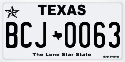 TX license plate BCJ0063