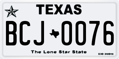 TX license plate BCJ0076