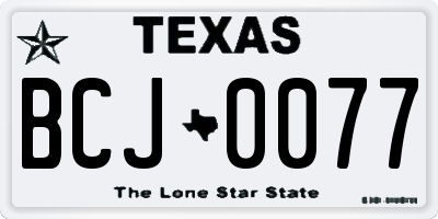 TX license plate BCJ0077