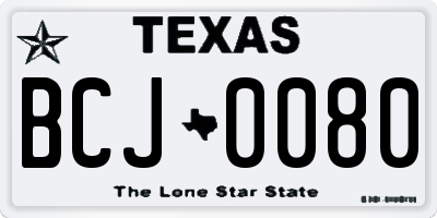 TX license plate BCJ0080