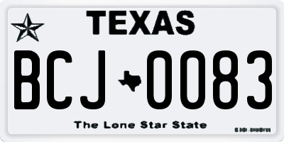 TX license plate BCJ0083