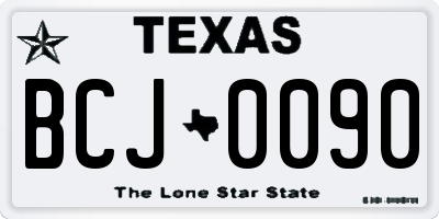 TX license plate BCJ0090