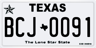 TX license plate BCJ0091