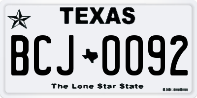 TX license plate BCJ0092