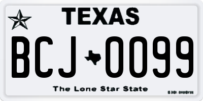 TX license plate BCJ0099