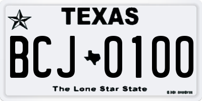 TX license plate BCJ0100