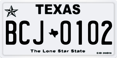 TX license plate BCJ0102
