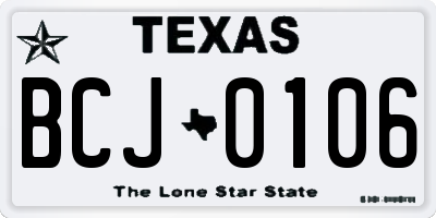 TX license plate BCJ0106