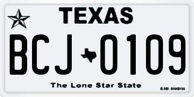 TX license plate BCJ0109