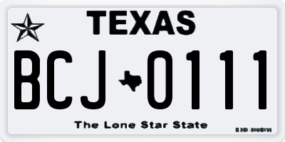 TX license plate BCJ0111