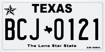 TX license plate BCJ0121