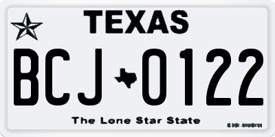 TX license plate BCJ0122