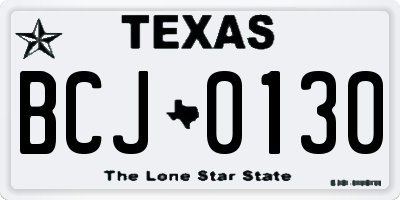 TX license plate BCJ0130