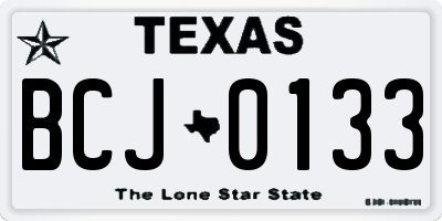 TX license plate BCJ0133
