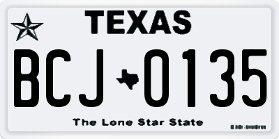 TX license plate BCJ0135