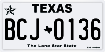 TX license plate BCJ0136