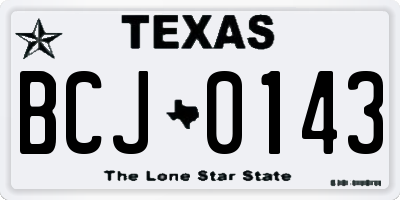 TX license plate BCJ0143