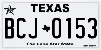 TX license plate BCJ0153