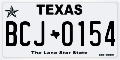 TX license plate BCJ0154