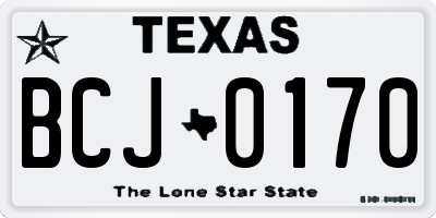 TX license plate BCJ0170