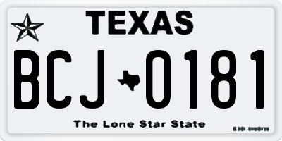 TX license plate BCJ0181
