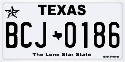 TX license plate BCJ0186