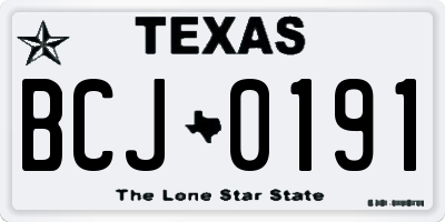 TX license plate BCJ0191
