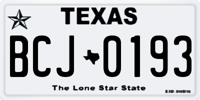 TX license plate BCJ0193
