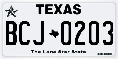 TX license plate BCJ0203