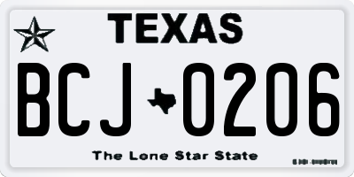 TX license plate BCJ0206
