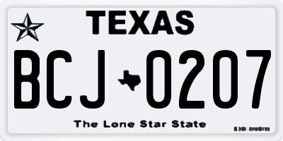 TX license plate BCJ0207