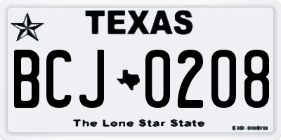 TX license plate BCJ0208