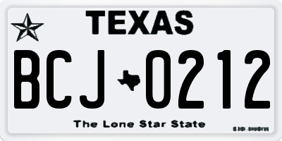TX license plate BCJ0212