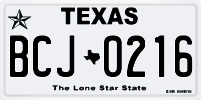 TX license plate BCJ0216