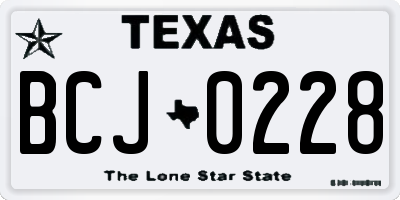 TX license plate BCJ0228