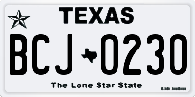 TX license plate BCJ0230