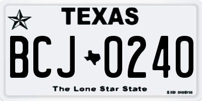 TX license plate BCJ0240
