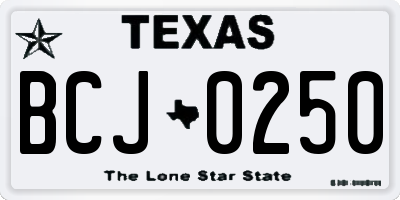 TX license plate BCJ0250