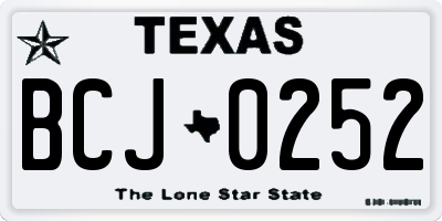 TX license plate BCJ0252