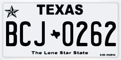 TX license plate BCJ0262