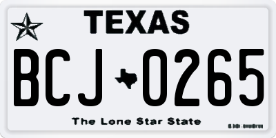 TX license plate BCJ0265