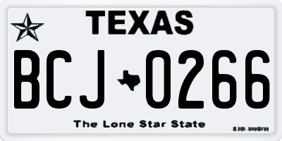 TX license plate BCJ0266