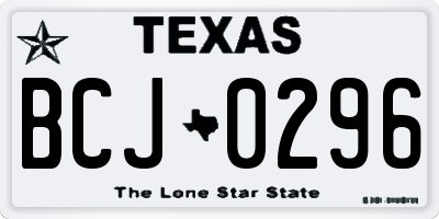 TX license plate BCJ0296