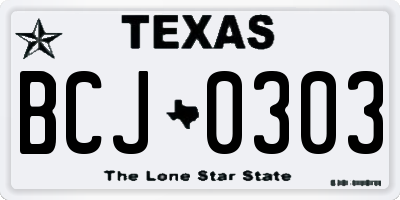 TX license plate BCJ0303