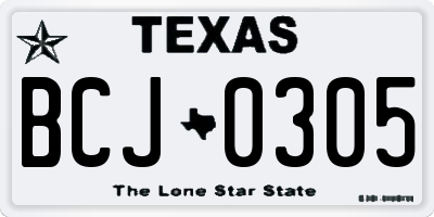 TX license plate BCJ0305