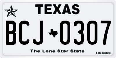 TX license plate BCJ0307