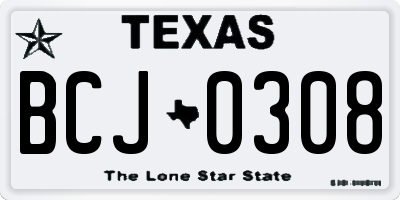 TX license plate BCJ0308