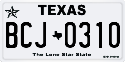 TX license plate BCJ0310